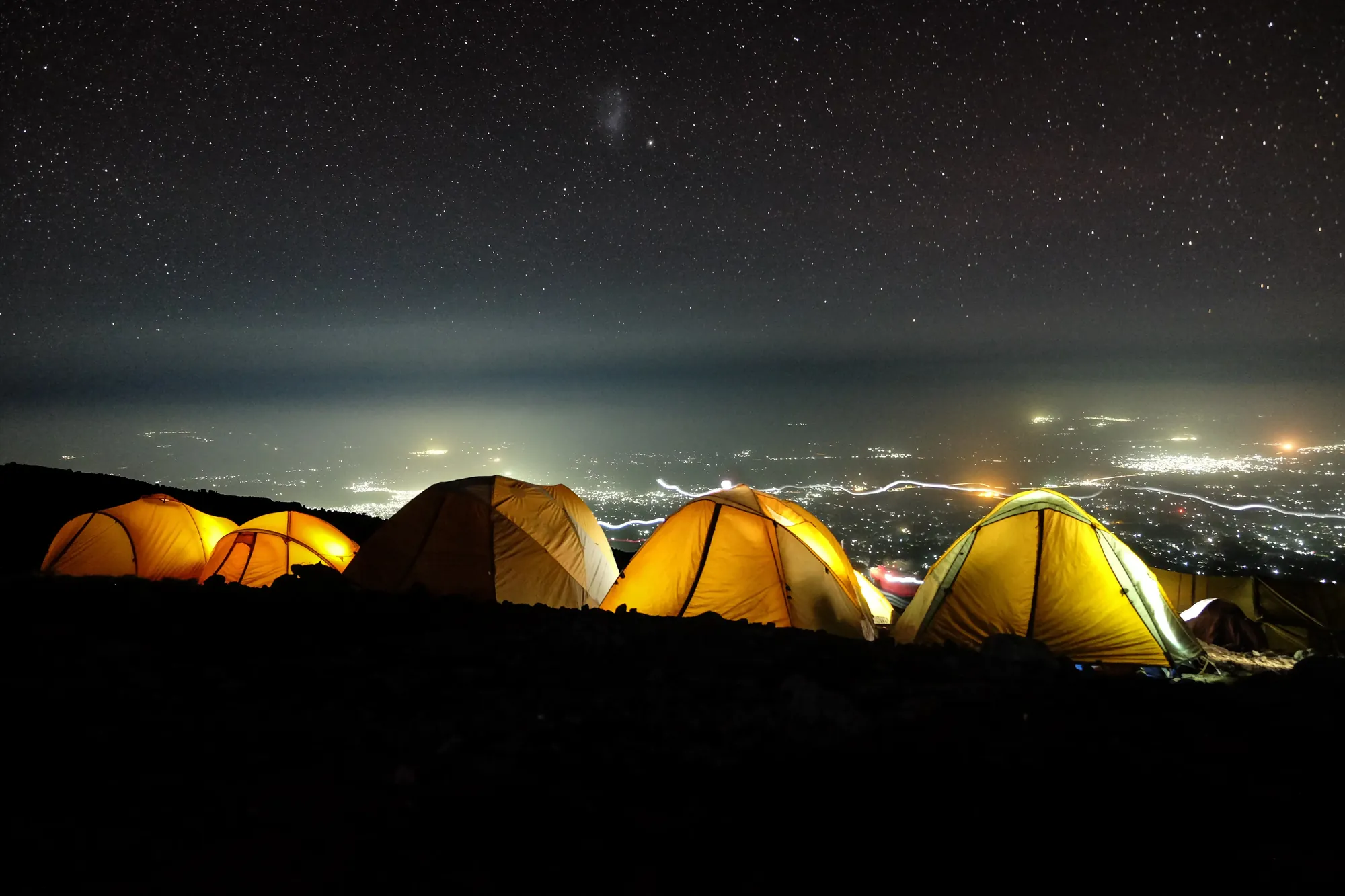 Climbers on the Kilimanjaro trail in the moorland zone